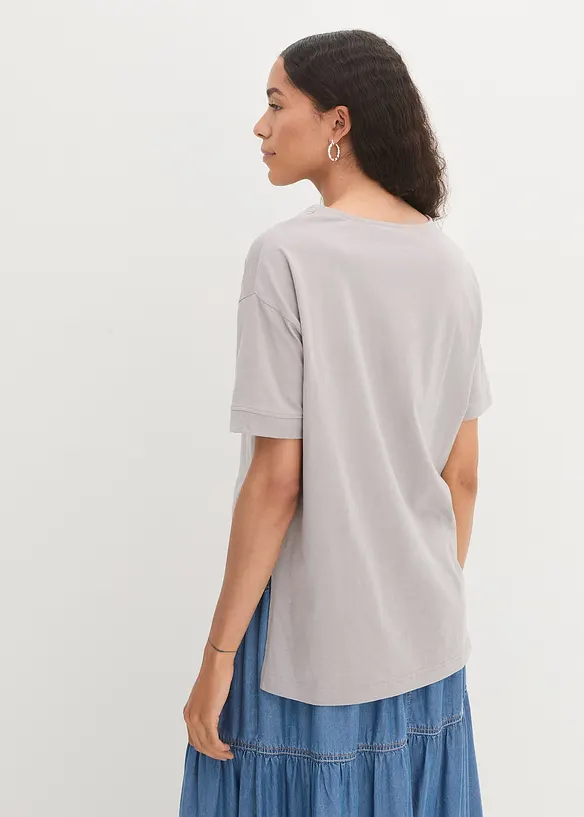 Oversize T-Shirt aus reiner Baumwolle in grau von hinten (im Anschnitt) - bonprix