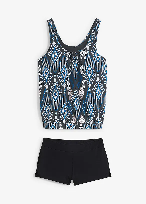 Oversize-Tankini (2-tlg.Set) mit Panty in schwarz von vorne - bonprix
