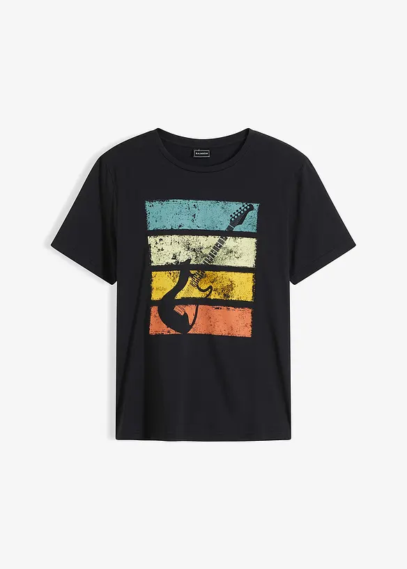 T-Shirt aus reiner Bio-Baumwolle in schwarz von vorne - bonprix