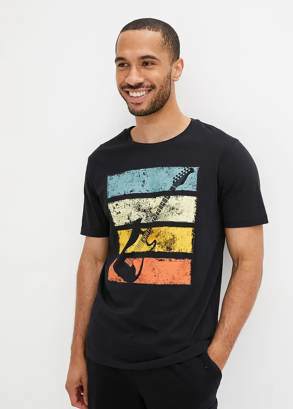 T-Shirt aus reiner Bio-Baumwolle in schwarz von vorne (im Anschnitt) - bonprix