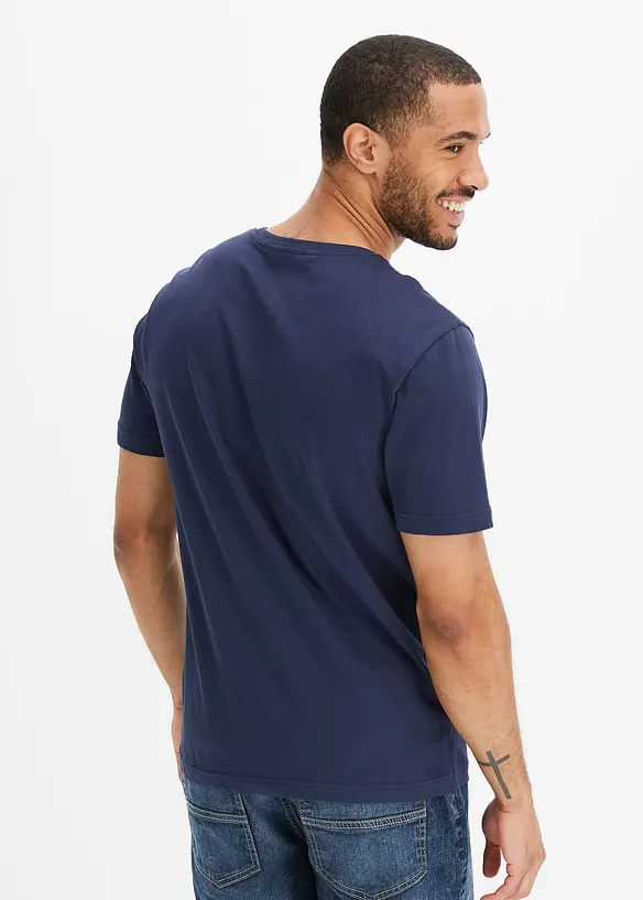 T-Shirt aus reiner Bio-Baumwolle in blau von hinten (im Anschnitt) - bonprix
