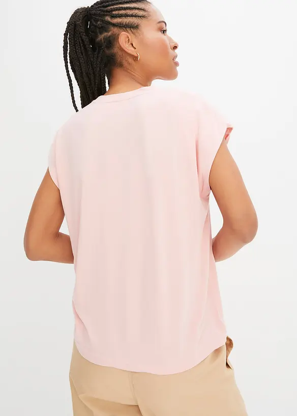 Oversized-T-Shirt aus softer Viskose in rosa von hinten (im Anschnitt) - bonprix