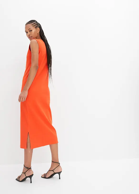 Jersey-Kleid aus Baumwolle mit Stretch in orange von hinten (Totalaufnahme) - bonprix Jersey-Kleid aus Baumwolle mit Stretch in orange von hinten (Totalaufnahme) - bonprix