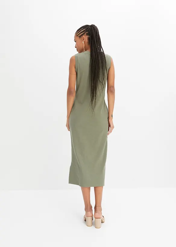 Jersey-Kleid aus Baumwolle mit Stretch in grün von hinten (Totalaufnahme) - bonprix Jersey-Kleid aus Baumwolle mit Stretch in grün von hinten (Totalaufnahme) - bonprix