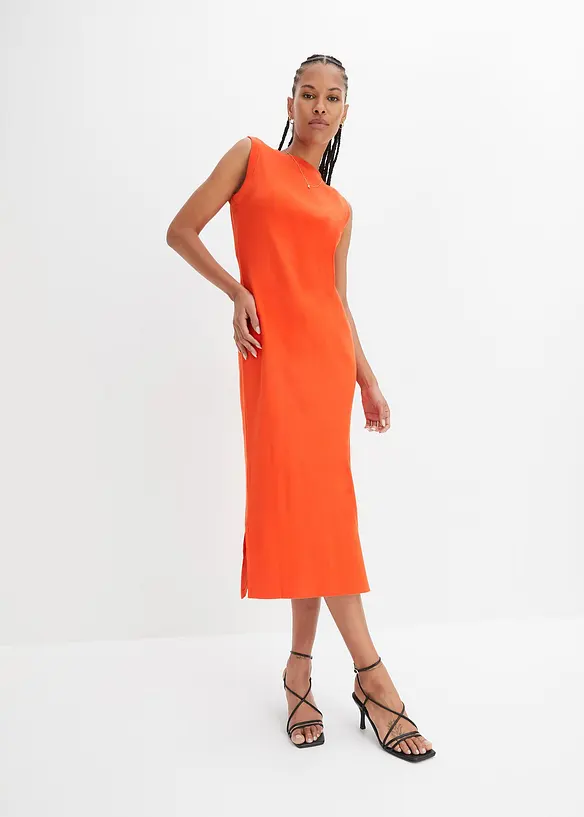 Jersey-Kleid aus Baumwolle mit Stretch in orange von vorne (Totalaufnahme) - bonprix Jersey-Kleid aus Baumwolle mit Stretch in orange von vorne (Totalaufnahme) - bonprix