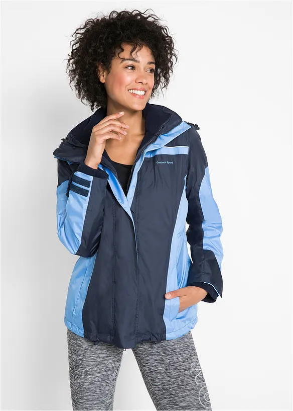 wasserdichte 3 in 1 Funktionsjacke in blau von vorne (im Anschnitt) - bonprix wasserdichte 3 in 1 Funktionsjacke in blau von vorne (im Anschnitt) - bonprix