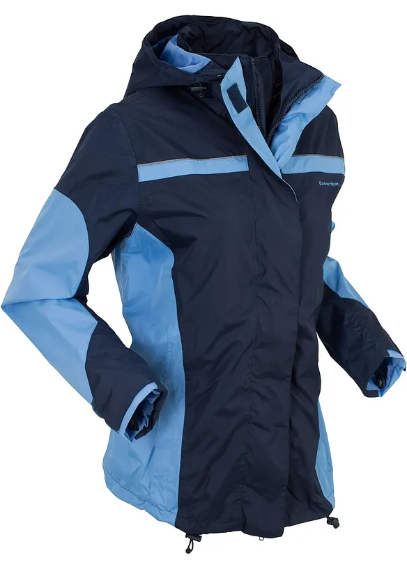 wasserdichte 3 in 1 Funktionsjacke in blau von vorne - bonprix wasserdichte 3 in 1 Funktionsjacke in blau von vorne - bonprix