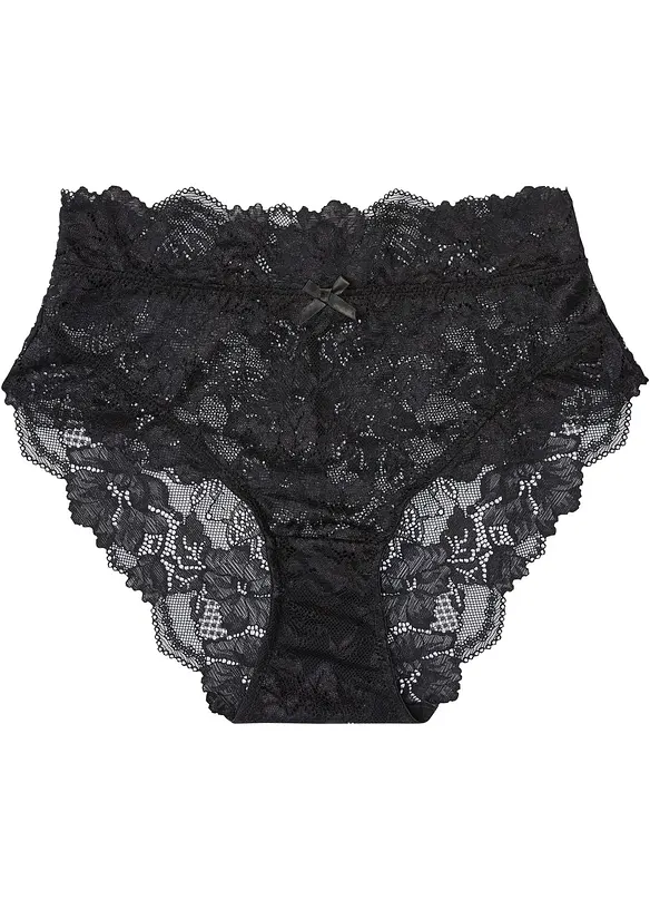 Maxislip aus zarter Spitze in schwarz von vorne - bonprix