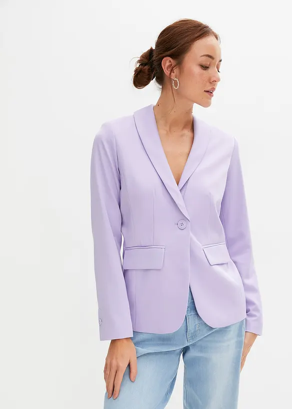 Blazer mit Knopfdetail in lila von vorne (im Anschnitt) - bonprix Blazer mit Knopfdetail in lila von vorne (im Anschnitt) - bonprix