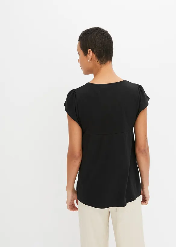 Shirt aus Materialmix in schwarz von hinten (im Anschnitt) - bonprix Shirt aus Materialmix in schwarz von hinten (im Anschnitt) - bonprix