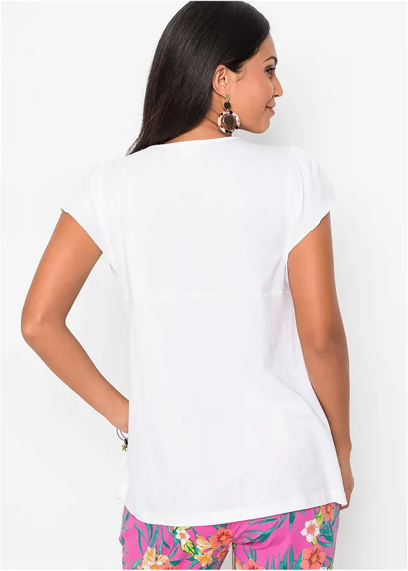 Shirt aus Materialmix in weiß von hinten (im Anschnitt) - bonprix Shirt aus Materialmix in weiß von hinten (im Anschnitt) - bonprix