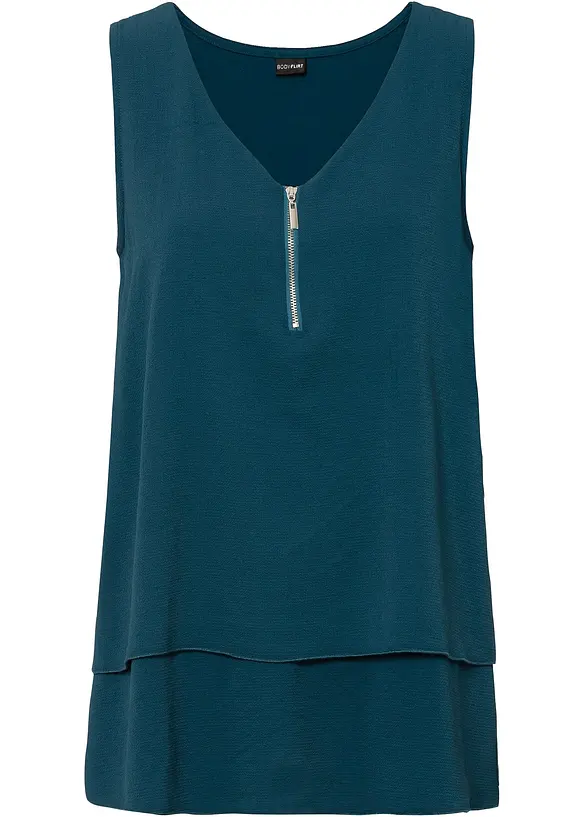 Top mit Zipper in petrol von vorne - bonprix Top mit Zipper in petrol von vorne - bonprix