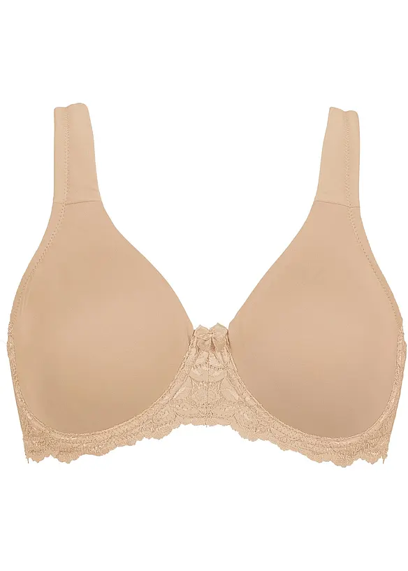 T-Shirt-BH mit gepolsterten Trägern in beige - bonprix