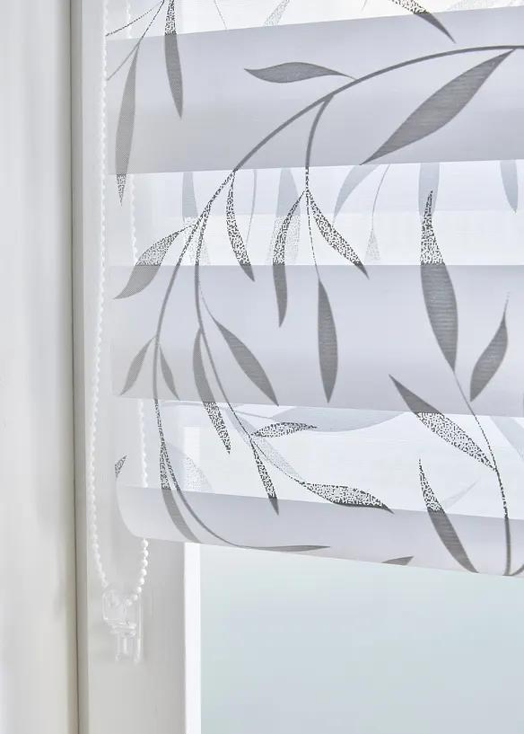 Doppelrollo mit Glanz Druck in silber Detailaufnahme vom Material - bonprix