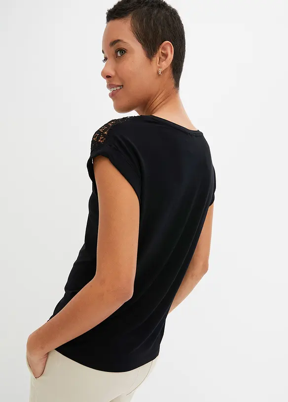Shirt aus softem Viskose-Mix in schwarz von hinten (im Anschnitt) - bonprix Shirt aus softem Viskose-Mix in schwarz von hinten (im Anschnitt) - bonprix