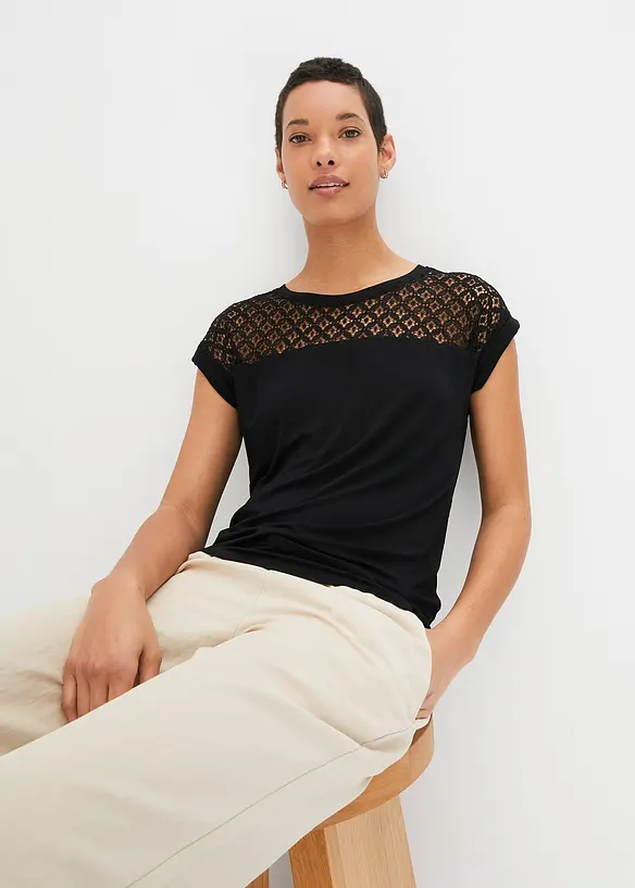 Shirt aus softem Viskose-Mix in schwarz von vorne (im Anschnitt) - bonprix Shirt aus softem Viskose-Mix in schwarz von vorne (im Anschnitt) - bonprix