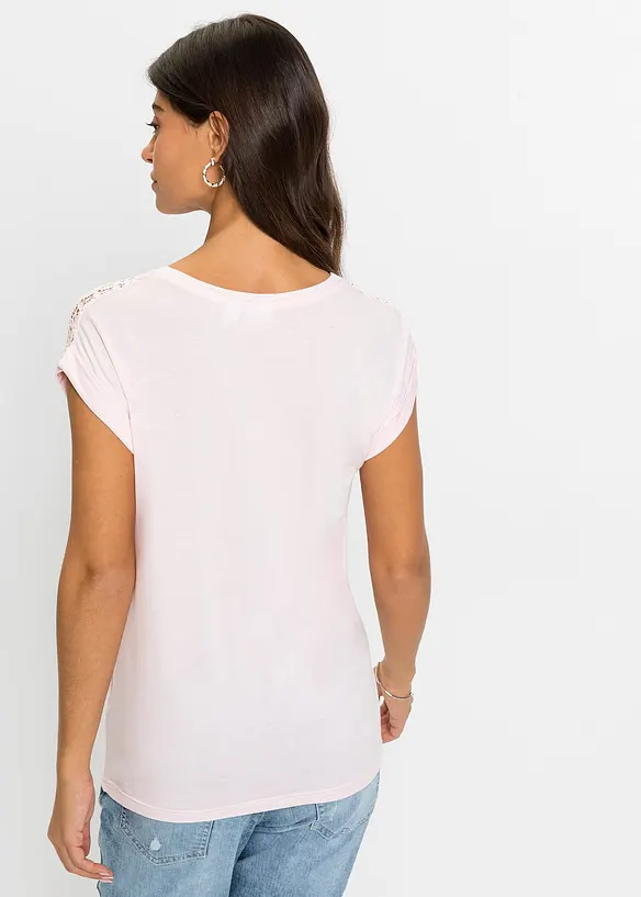 Shirt aus softem Viskose-Mix in rosa von hinten (im Anschnitt) - bonprix