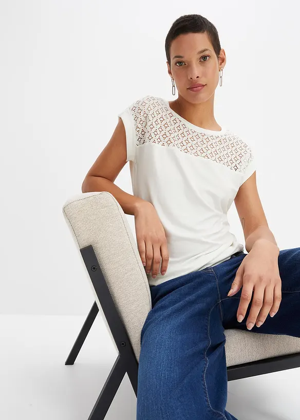 Shirt aus softem Viskose-Mix in weiß von vorne (im Anschnitt) - bonprix Shirt aus softem Viskose-Mix in weiß von vorne (im Anschnitt) - bonprix