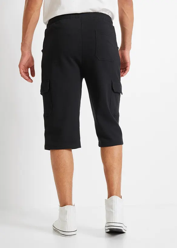 Long-Sweat-Cargobermuda aus reiner Baumwolle in schwarz von hinten - bonprix Long-Sweat-Cargobermuda aus reiner Baumwolle in schwarz von hinten - bonprix