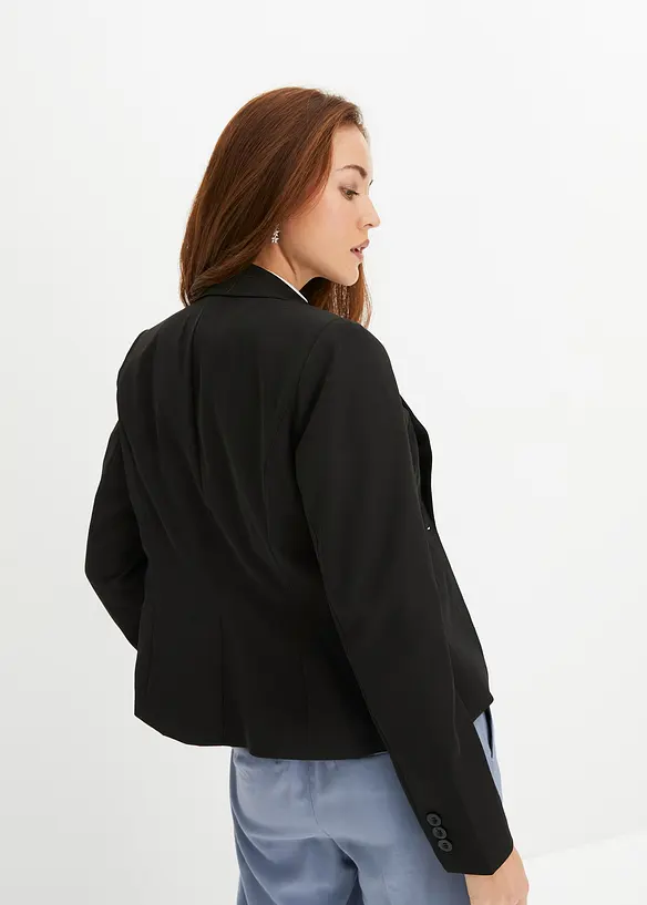 Kurzblazer mit Pattentaschen in schwarz von hinten (im Anschnitt) - bonprix Kurzblazer mit Pattentaschen in schwarz von hinten (im Anschnitt) - bonprix