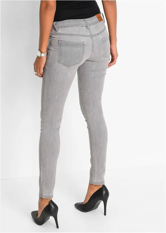 Skinny Jeans Mid Waist, Stretch in grau von hinten - bonprix