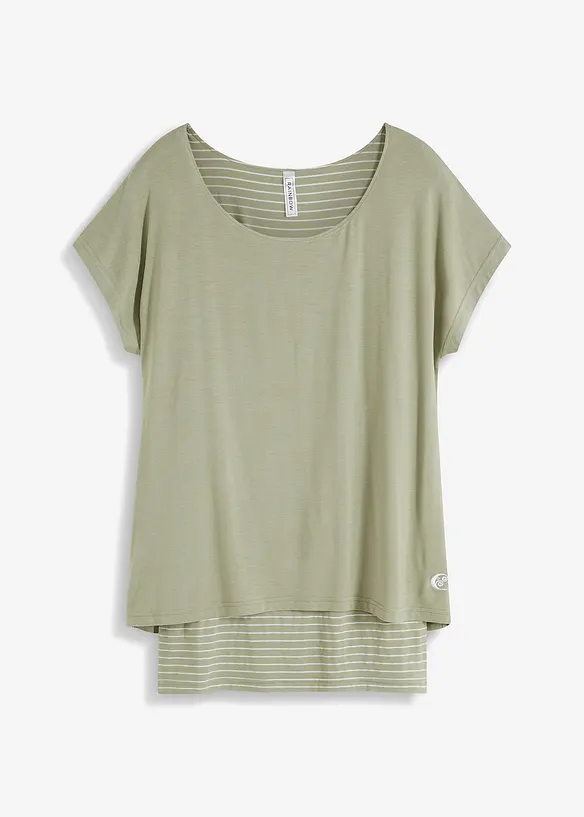 2-in-1-Shirt in grün von vorne - bonprix