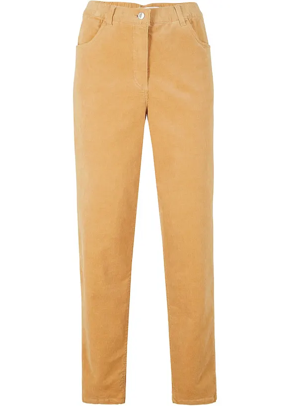 Moderne herbstliche Cordhose mit gerafftem Bund - beige, regular