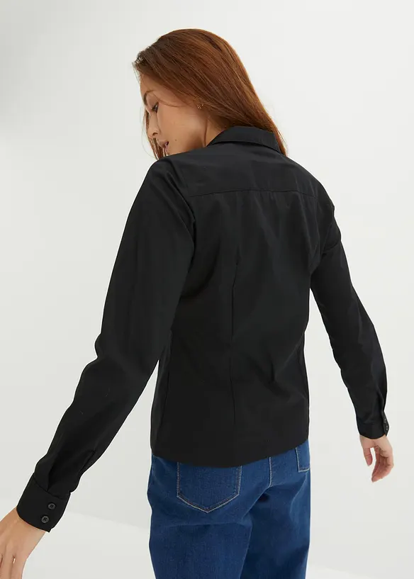 Stretch-Bluse in schwarz von hinten (im Anschnitt) - bonprix