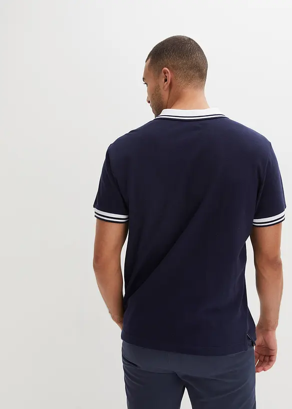 Poloshirt aus robustem Piqué in blau von hinten (im Anschnitt) - bonprix