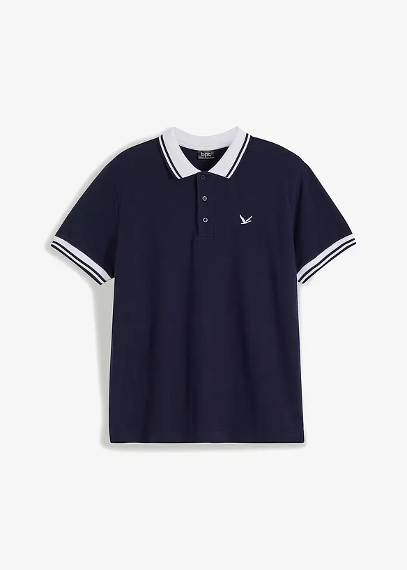 Poloshirt aus robustem Piqué in blau von vorne - bonprix