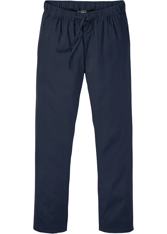 Regular Fit Leinenhose, Straight in blau von vorne - bonprix