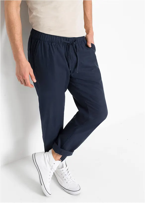 Regular Fit Leinenhose, Straight in blau von vorne - bonprix