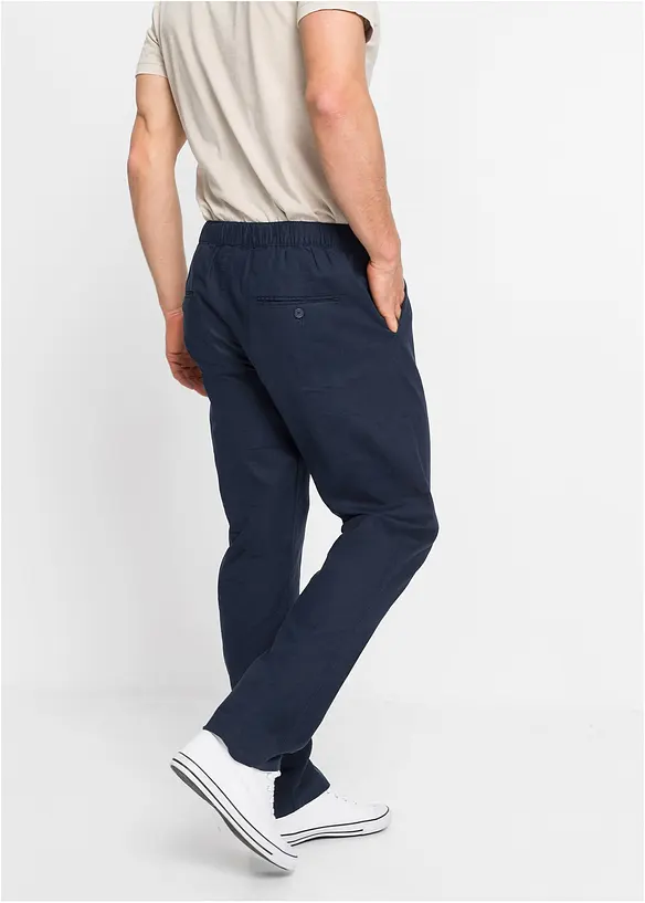 Regular Fit Leinenhose, Straight in blau von hinten - bonprix