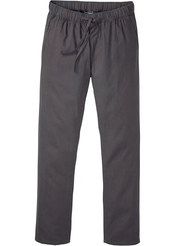 Regular Fit Schlupfhose aus luftigem Leinen-Mix, Straight in grau von vorne - bonprix