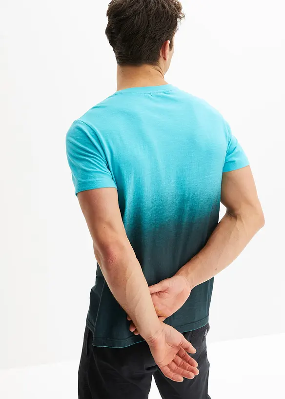 T-Shirt aus reiner Baumwolle, Slim Fit in blau von hinten (im Anschnitt) - bonprix
