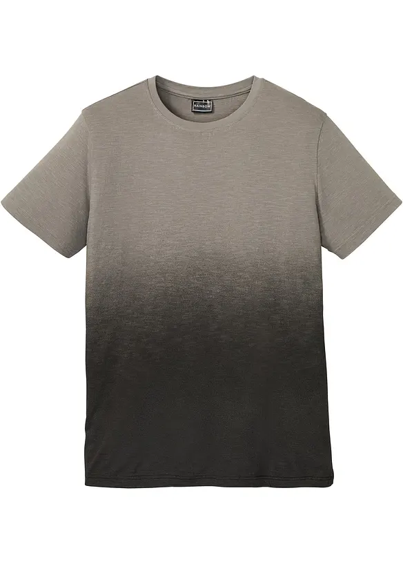 T-Shirt aus reiner Baumwolle, Slim Fit in grau von vorne - bonprix
