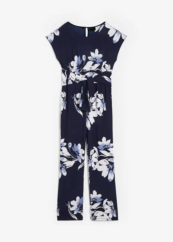 Jumpsuit mit Bindeband in blau von vorne - bonprix Jumpsuit mit Bindeband in blau von vorne - bonprix