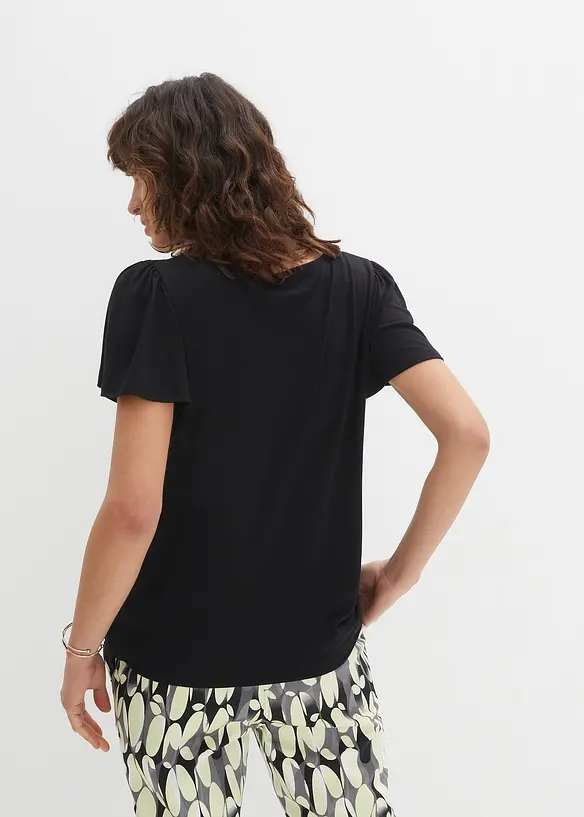 Shirt mit Knopfleiste in schwarz von hinten (im Anschnitt) - bonprix Shirt mit Knopfleiste in schwarz von hinten (im Anschnitt) - bonprix
