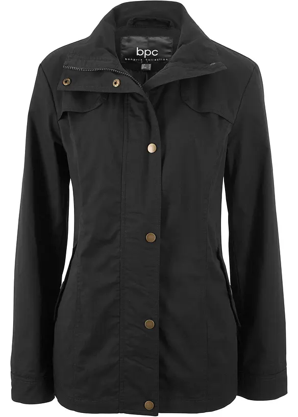 Jacke mit Stehkragen in schwarz von vorne - bonprix