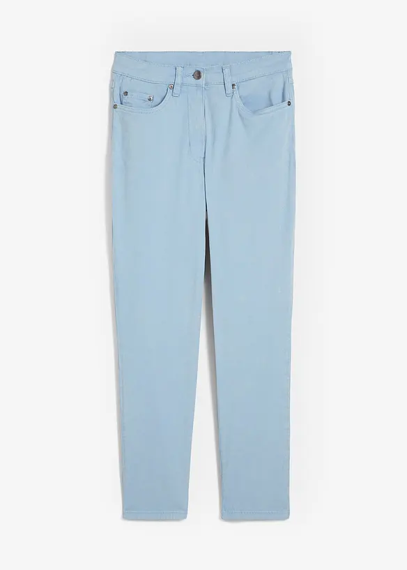 Verkürzte Twill-Hose im Used-Look aus Baumwoll-Mix in blau von vorne - bonprix
