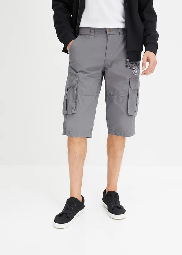 Long-Bermuda, Regular Fit in grau von vorne - bonprix