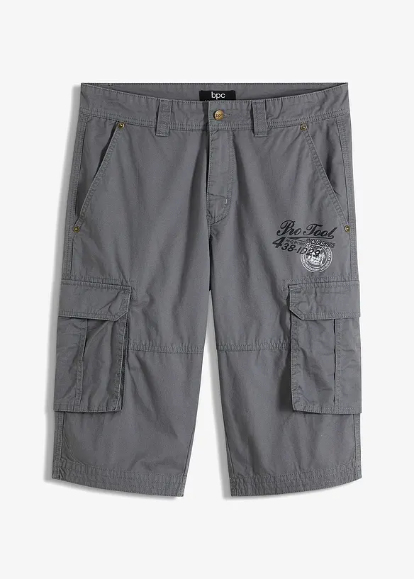 Long-Bermuda, Regular Fit in grau von vorne - bonprix
