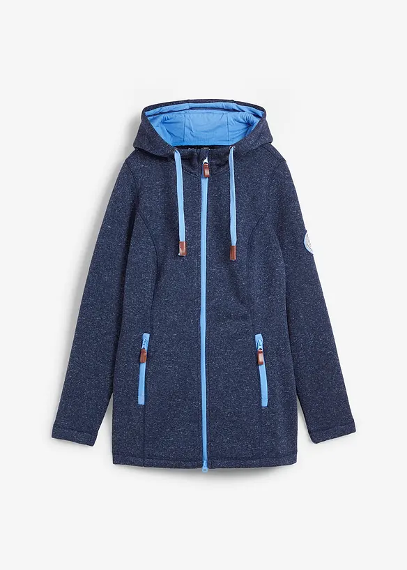 Strickfleecejacke mit Kapuze in blau von vorne - bonprix Strickfleecejacke mit Kapuze in blau von vorne - bonprix