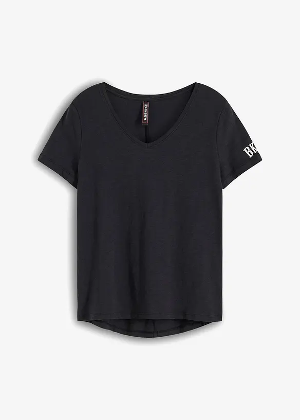 T-Shirt mit Druck in schwarz von vorne - bonprix