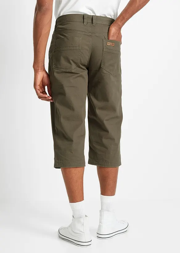 Long-Bermuda aus reiner Baumwolle in Regular Fit in grün von hinten - bonprix