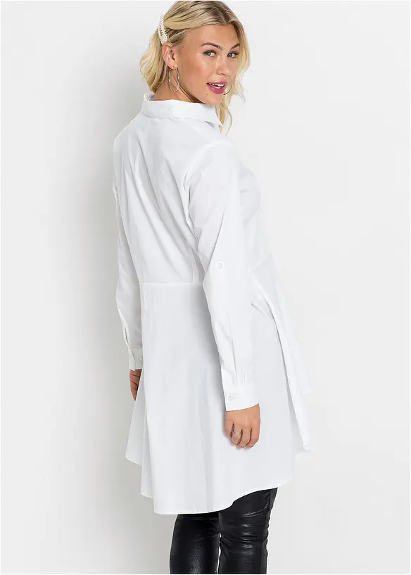 Longbluse mit Peplum aus Baumwoll-Mix in weiß von hinten (im Anschnitt) - bonprix Longbluse mit Peplum aus Baumwoll-Mix in weiß von hinten (im Anschnitt) - bonprix