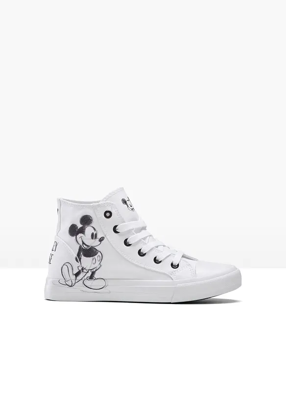 Disney Mickey Mouse High-Top-Sneaker aus Baumwoll-Canvas in weiß von vorne - Disney