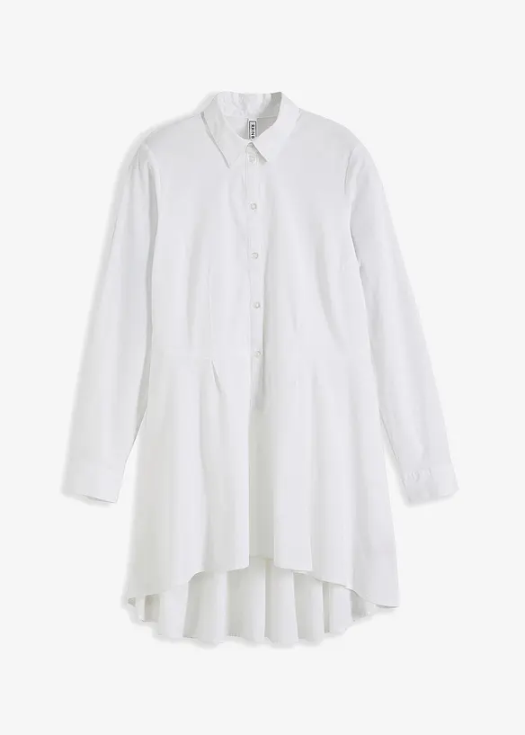 Longbluse mit Peplum aus Baumwoll-Mix in weiß von vorne - bonprix Longbluse mit Peplum aus Baumwoll-Mix in weiß von vorne - bonprix