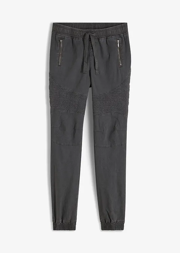 Hose mit Biker-Details in grau von vorne - bonprix