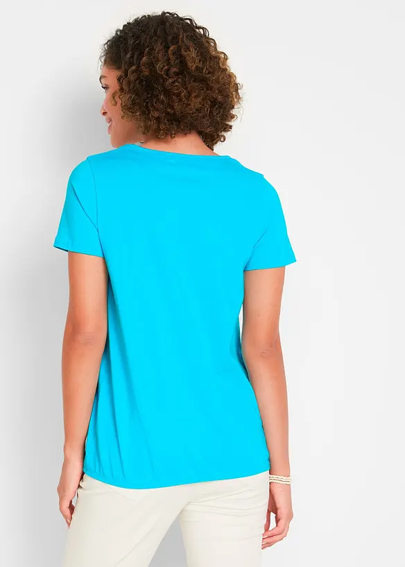 Shirt aus reiner Baumwolle, Kurzarm in blau von hinten (im Anschnitt) - bonprix Shirt aus reiner Baumwolle, Kurzarm in blau von hinten (im Anschnitt) - bonprix